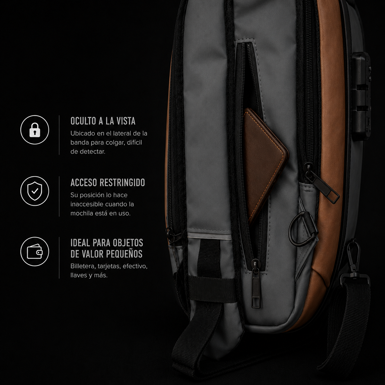 Urban Pack — Bandolera con candado y carga USB